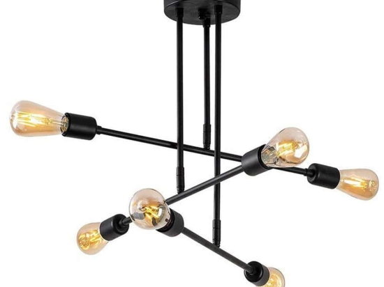 Φωτιστικό Οροφής PWL-0102 Φ75x50cm 6xΕ27 100W Black