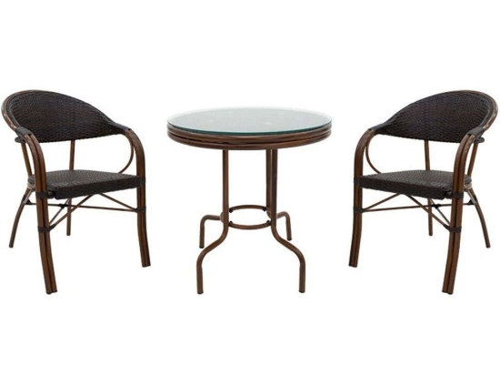 Τραπεζαρία Κήπου Paula (Σετ 3Τμχ) 200-000483 60x60x60cm Brown 2 Θέσεων