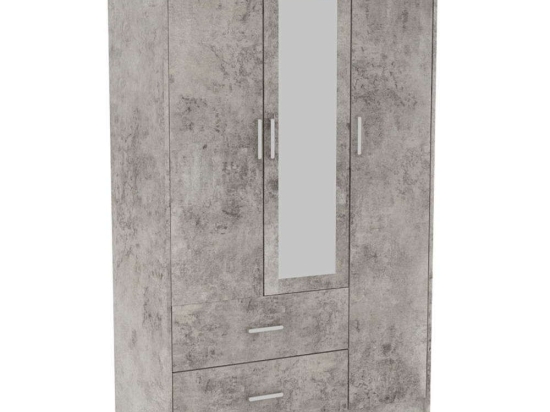 Ντουλάπα Τρίφυλλη Olympus 123-000188 120x57x183cm Antique Anthracite Τρίφυλλη