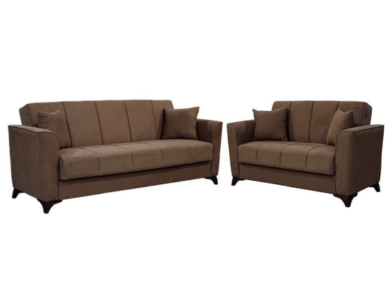 Σετ Σαλονιού Asma 213-000029 (2τμχ) 217x76x85cm Beige-Mocha