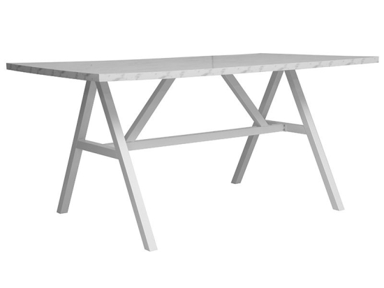 Τραπέζι Alarick pakoworld λευκό μαρμάρου-πόδι λευκό 160x90x76εκ