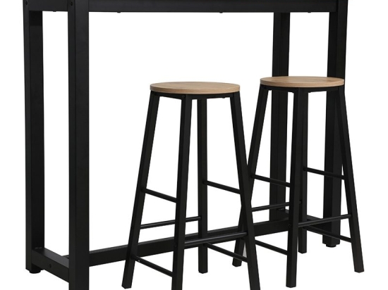 Σετ τραπέζι μπαρ Marle pakoworld 3τμχ sonoma-μαύρο πόδι 120x40x100εκ