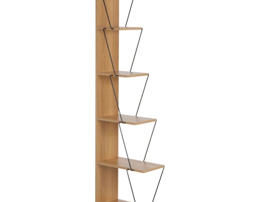 Βιβλιοθήκη mini Tars pakoworld  sonoma-μαύρο 50x22x150εκ