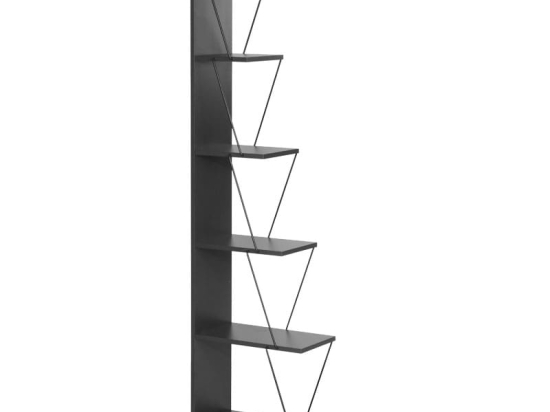Βιβλιοθήκη mini Tars pakoworld  ανθρακί-μαύρο 50x22x150εκ