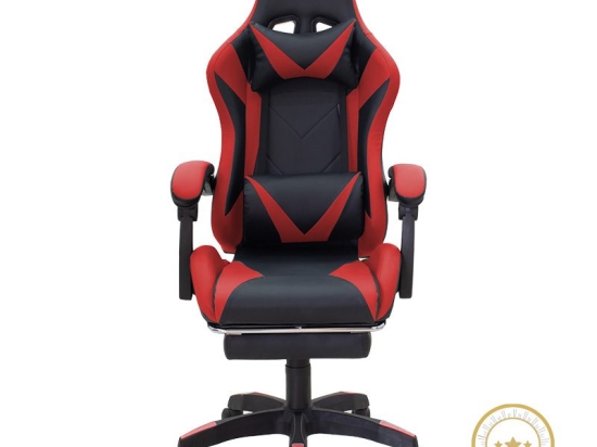 Καρέκλα γραφείου gaming με υποπόδιο Moza pakoworld PU μαύρο-κόκκινο