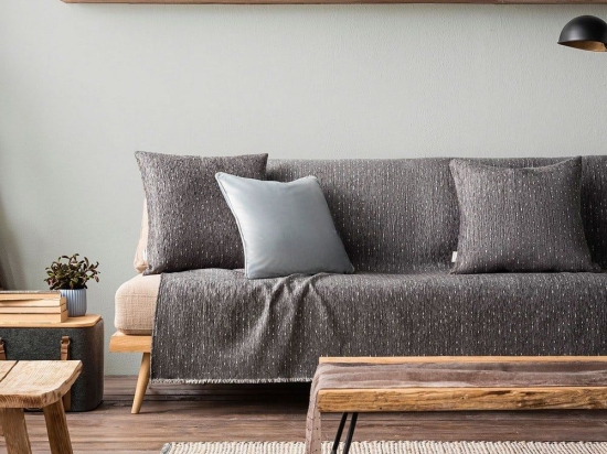 Ριχτάρι Ingrid 134/15 Grey Gofis Home Τριθέσιο 215x310cm Βαμβάκι-Ακρυλικό