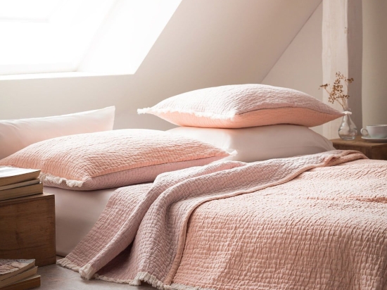 Κουβερτόριο Διπλής Όψης Cloudy 977/17 Pink-Somon Gofis Home Υπέρδιπλο 100% Βαμβάκι
