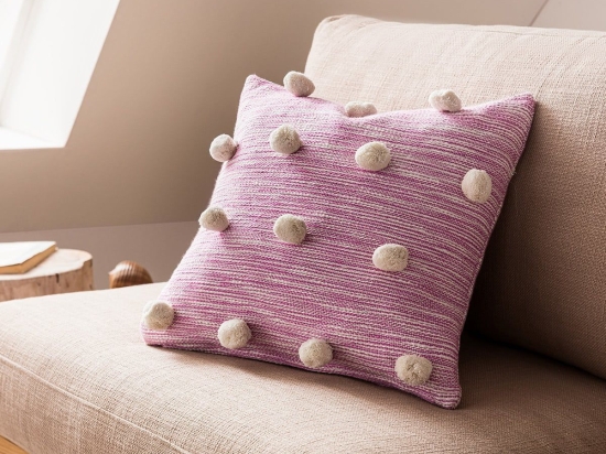 Μαξιλαροθήκη Διακοσμητική Poms 555/23 Fuchsia Gofis Home 43X43 43x43cm 100% Βαμβάκι