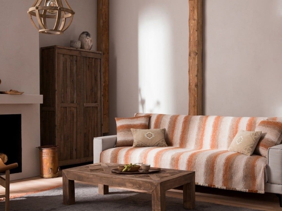 Ριχτάρι Groovy 985/ 12 Terra Gofis Home Τριθέσιο 180x310cm Βαμβάκι-Ακρυλικό