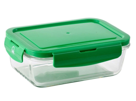 Φαγητοδοχείο Ορθογώνιο 20.21.0715 840ML Γυάλινο Green Rainbow Benetton Γυαλί