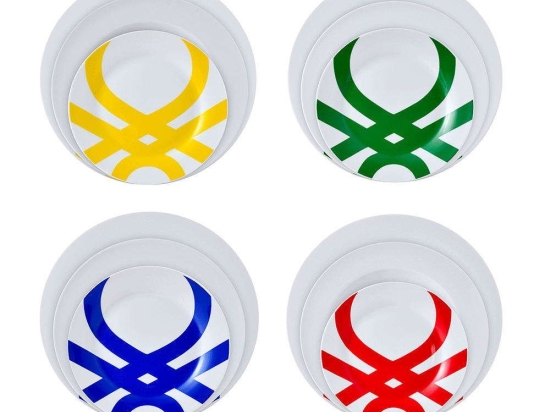 Σερβίτσιο Πιάτα Φαγητού (Σετ 12Τμχ) 20.21.0600 Logo Πορσελάνινο Multi Rainbow Benetton 12 τμχ Πορσελάνη