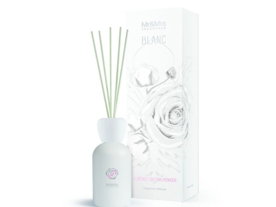 Αρωματικό Χώρου Με Στικς Blanc Diffuser Florence Talcum Powder 250ml Mr & Mrs Fragrance Γυαλί