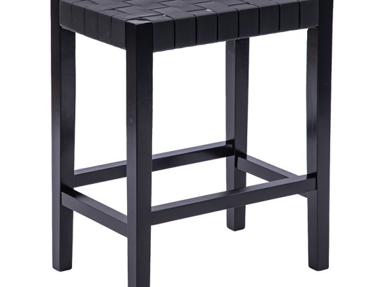 Σκαμπό Ridley pakoworld ξύλο-pu μαύρο 51x34x61.5εκ