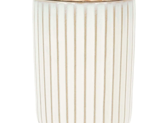 Βάζο Αποθήκευσης SR00529512 Φ10x9cm 700ml White-Natural Sitram Κεραμικό