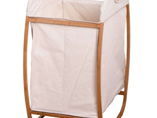 Καλάθι Απλύτων FNSJ218012W 43x43x77cm White-Brown Max Home Bamboo,Ύφασμα