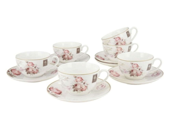 Φλυτζάνι Τσαγιού Romantic Touch (Σετ 6Τμχ) LX08779622 220ml Multi Oriana Ferelli® Πορσελάνη