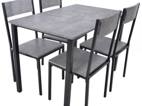 Τραπεζαρία Cement (Σετ 5Τμχ) 819096 110x70x76cm Black-Grey Ankor 4 Θέσεων