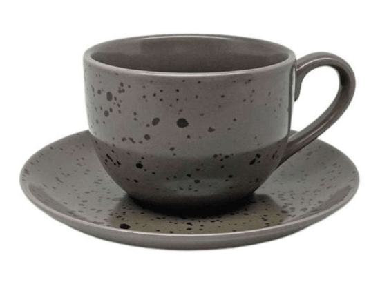 Φλιτζάνι Καφέ Με Πιατάκι Premium 8255-05 90ml Grey Ankor Πορσελάνη