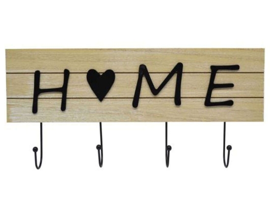 Κρεμάστρα 4 Θέσεων Home 821143 40x4,5x19cm Natural-Black Ankor Wood