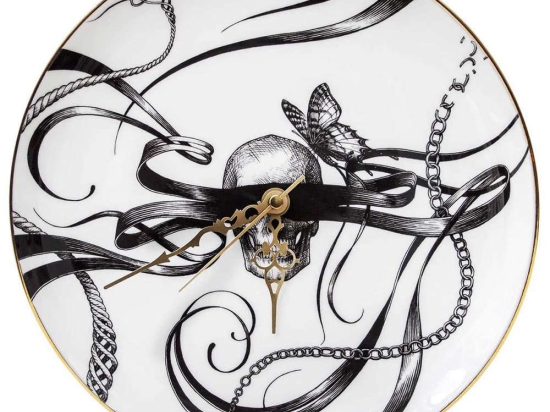 Ρολόι Τοίχου Masked Skull 21003-MS Φ16cm White-Black Rory Dobner Bone China 