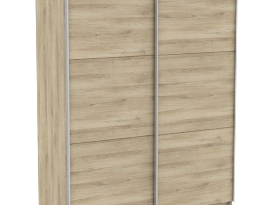 Ντουλάπα ρούχων Evie pakoworld δίφυλλη συρόμενη sonoma 180x65x225εκ