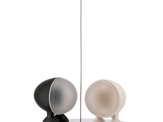Αλατοπίπερο Σε Βάση Lilliput ASG02 BW (Σετ 2Τμχ.) Φ11x14,5cm Black-White Alessi Μέταλλο,Πλαστικό