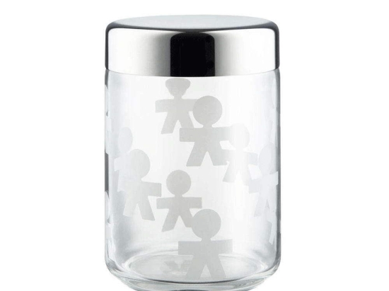 Βάζο Αποθήκευσης Girotondo AKK37 1000ml Silver-Clear Alessi Ατσάλι,Γυαλί