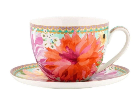 Φλυτζάνι Τσαγιού Με Πιατάκι Teas & C's Dahlia Daze Sky HV0335 400ml Multi Maxwell Williams Πορσελάνη