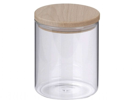 Δοχείο Αποθήκευσης Amelie 11955 Φ10x14cm 800ml Clear-Natural Kela Ξύλο,Γυαλί