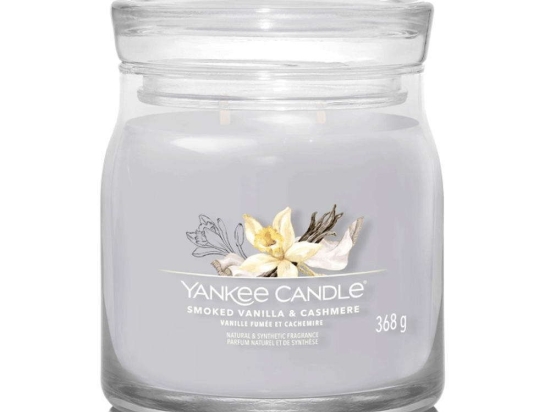 Αρωματικό Κερί Signature Smoked Vanilla & Cashmere Medium 1630023E 9,3x11,4cm Grey Yankee Candle