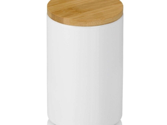 Δοχείο Αποθήκευσης Cady 15279 Φ10x15cm/800ml White-Natural Kela Bamboo,Κεραμικό