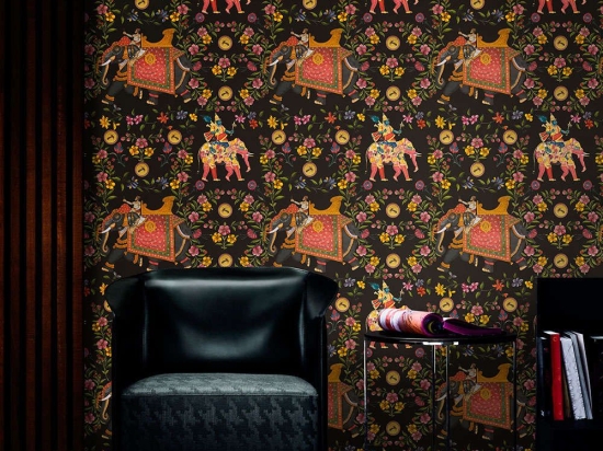 Ταπετσαρία Aristocracy Anthracite WP20404 Yellow-Red-Black MindTheGap 52x300cm
