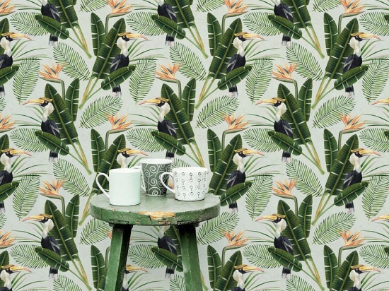 Ταπετσαρία Birds Of Paradise WP20092 Green-Orange-Black-White MindTheGap 52x300cm
