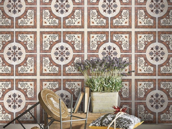 Ταπετσαρία Byzantine Tile WP20060 Orange-Brown-Sepia MindTheGap 52x300cm