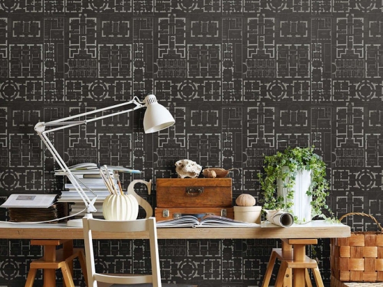 Ταπετσαρία Chateau Anthracite WP20025 Black-White-Gray MindTheGap 52x300cm