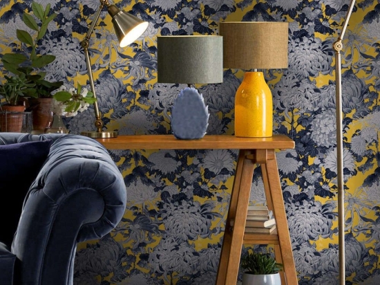 Ταπετσαρία Chrysanthemums Yellow WP20321 Yellow-Blue MindTheGap 52x300cm