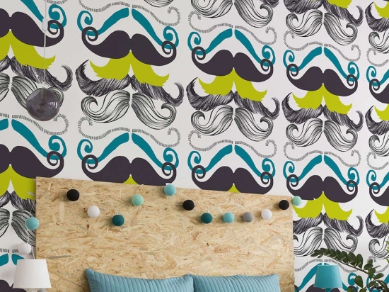 Ταπετσαρία Different Moustaches WP20089 Blue-Green-Yellow MindTheGap 52x300cm