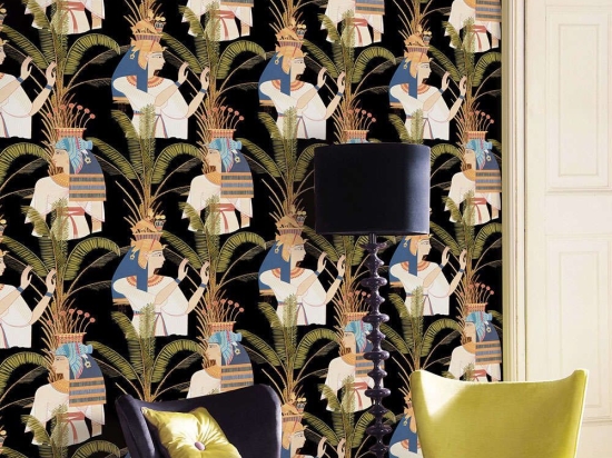 Ταπετσαρία Egyptian Queens Anthracite WP20266 Green-Blue-Red-Black MindTheGap 52x300cm