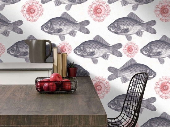 Ταπετσαρία Fish Neutral WP20008 Grey-Pink MindTheGap 52x300cm