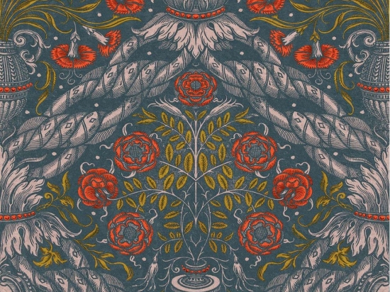 Ταπετσαρία Floral Ornament Scarlet WP20471 Blue-Red-Taupe MindTheGap 52x300cm