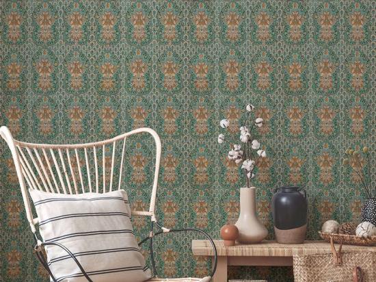 Ταπετσαρία Floral Tapestry WP20405 Turquoise-Taupe-Orange MindTheGap 52x300cm
