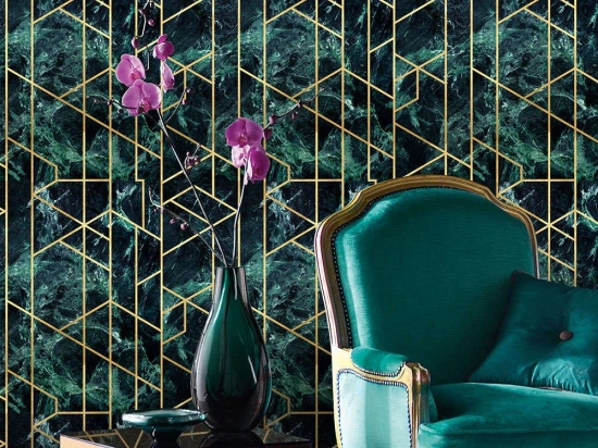 Ταπετσαρία Gramercy Emerald WP20285 Black-Green-Gold MindTheGap 52x1000cm