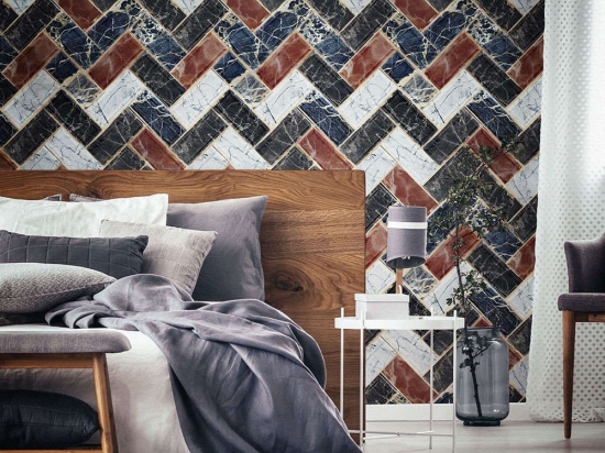 Ταπετσαρία Herringbone WP20349 Blue-Brown-Black-Gold MindTheGap 52x300cm