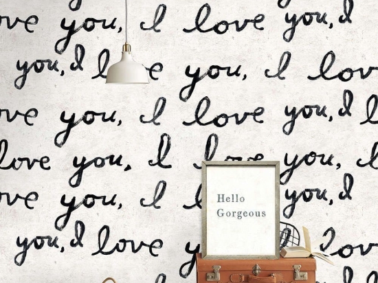Ταπετσαρία I Love You, I Love You WP20272 White-Black MindTheGap 52x300cm