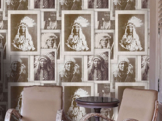 Ταπετσαρία Indian Chiefs Sepia WP20071 Brown-Sepia MindTheGap 52x300cm