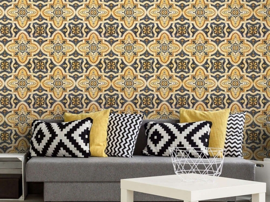 Ταπετσαρία Maghreb Tile WP20059 Yellow-Brown-Sepia MindTheGap 52x300cm
