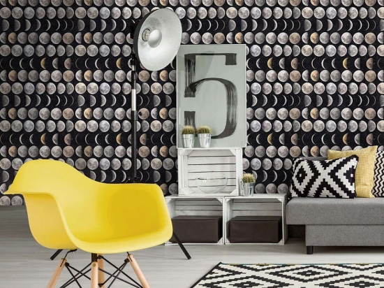 Ταπετσαρία Moon Phases WP20066 Black-Brown-Grey MindTheGap 52x300cm