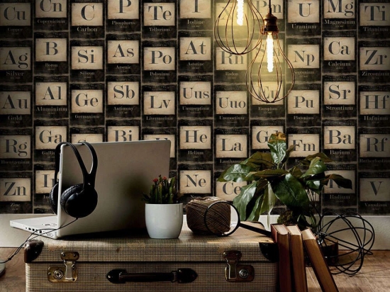 Ταπετσαρία Periodic Table WP20040 Black-White-Brown-Sepia MindTheGap 52x300cm