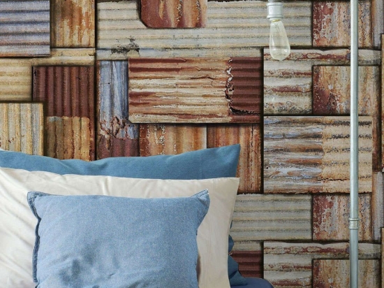 Ταπετσαρία Rusty Tin WP20242 Brown-Blue-Taupe MindTheGap 52x300cm