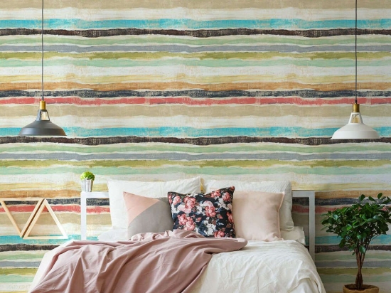 Ταπετσαρία Stripes WP20278 Taupe-Blue-Black-Red MindTheGap 52x300cm